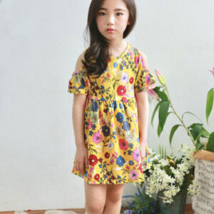 Floral Print Yellow Frock (2)